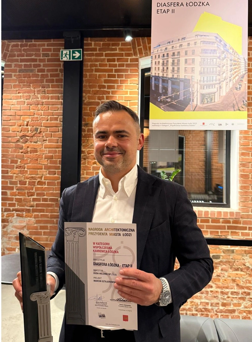 Wojciech Duda z Nagrodą Architektoniczną Prezydenta Miasta Ł&oacute;dź dla II etapu Diasfery Ł&oacute;dzkiej